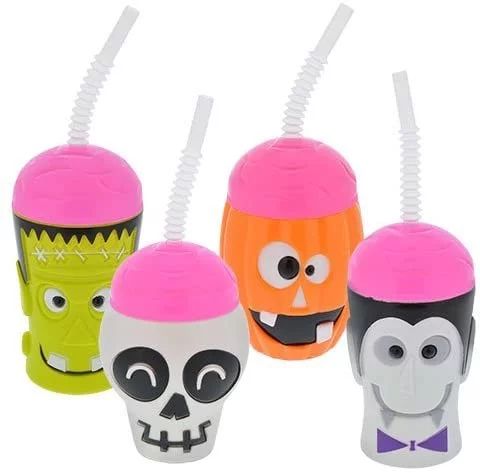Kids Halloween Character Cups With Flexible Straw Set of 4 | Walmart (US)