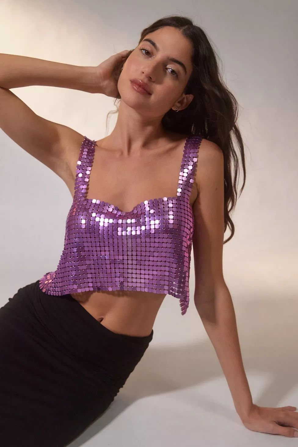 UO Harlow Metal Mesh Cropped Top | Urban Outfitters (US and RoW)