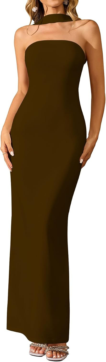 Women Formal Wedding Guest Cocktail Fall Bodycon Maxi Dress | Amazon (US)