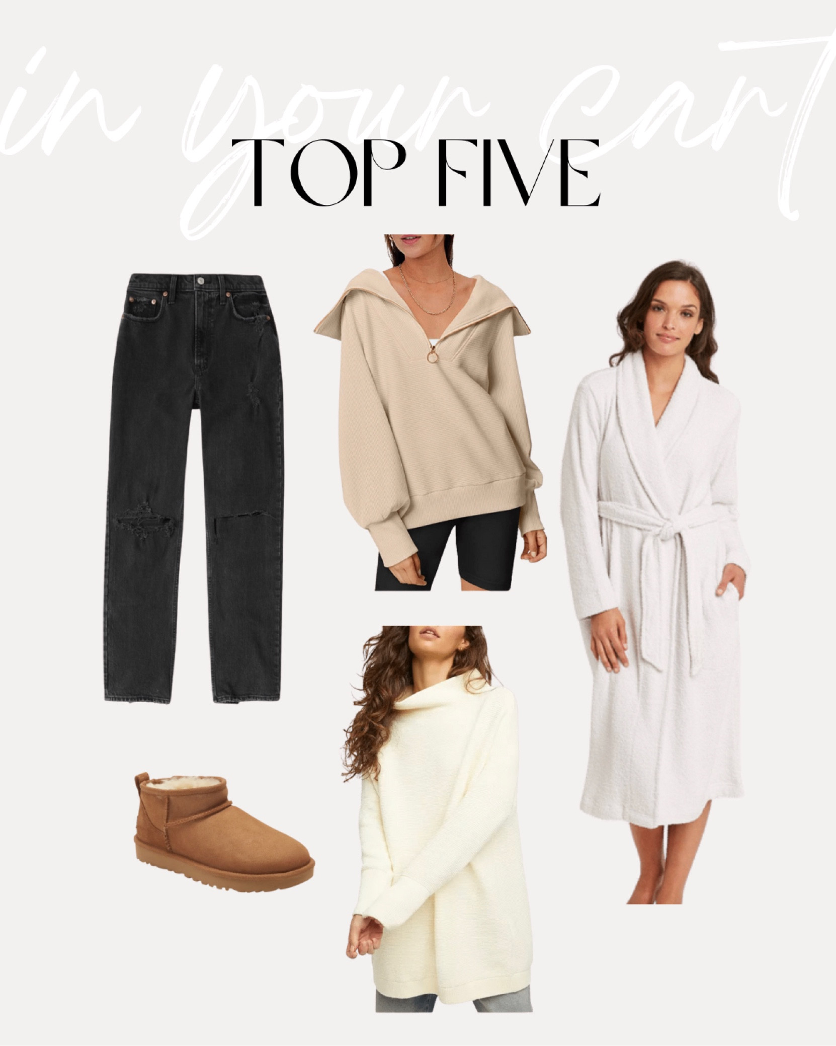 What you ladies are loving! 
Straight leg denim, Amazon half zip pullover, ugg ultra minis, tunic sweater, barefoot dreams look-a-like robe.



#LTKunder50 #LTKSeasonal #LTKunder100