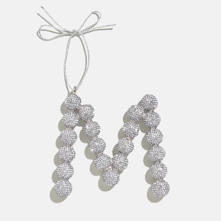 Merry Monogram Ornament - Silver/Pav\u00e9 | BaubleBar