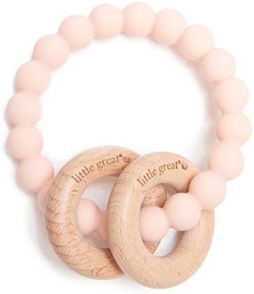 Little Great - Windsor Teether & Rattle - Silicone Teething Toy & Natural Wood Rattle - Teething Rin | Amazon (US)