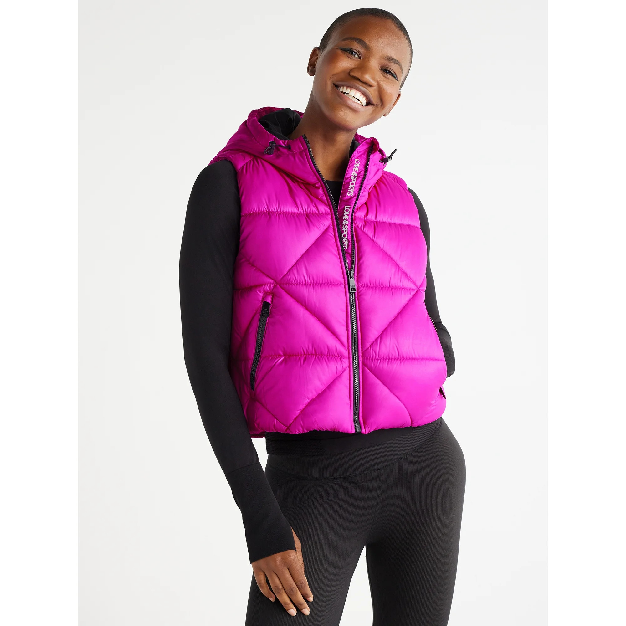 Love & Sports Women's Puffer Vest with Hood, Sizes XS-XXXL | Walmart (US)