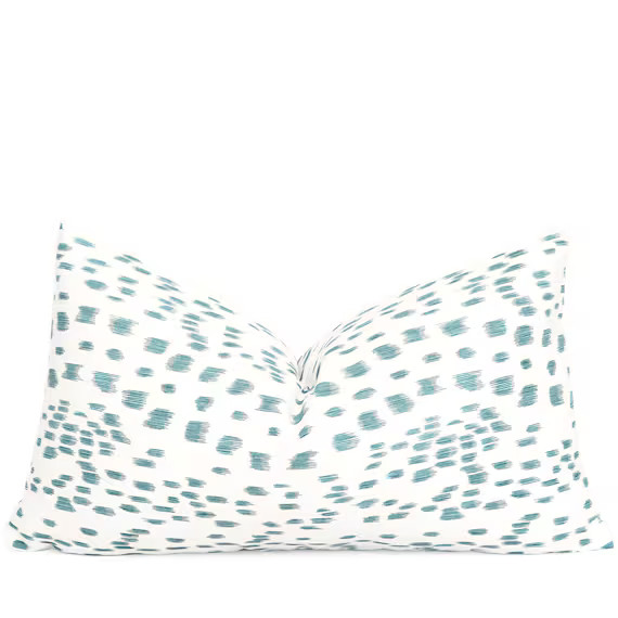 Aqua and White Rectangle Throw Pillow Cover Lumbar - Etsy | Etsy (US)