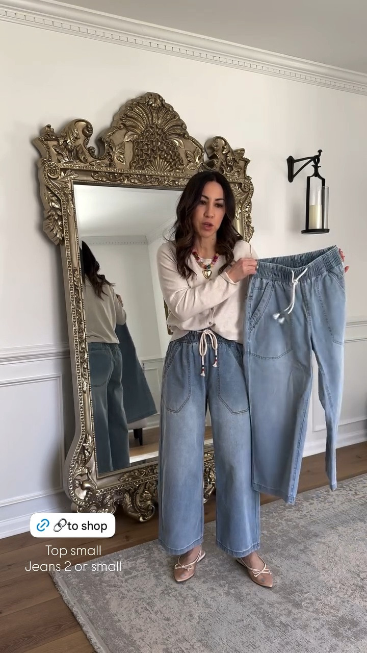 Drawstring jeans small. Top small. Shoes TTS. Amazon fashion

#LTKOver40 #LTKPetite #LTKSaleAlert