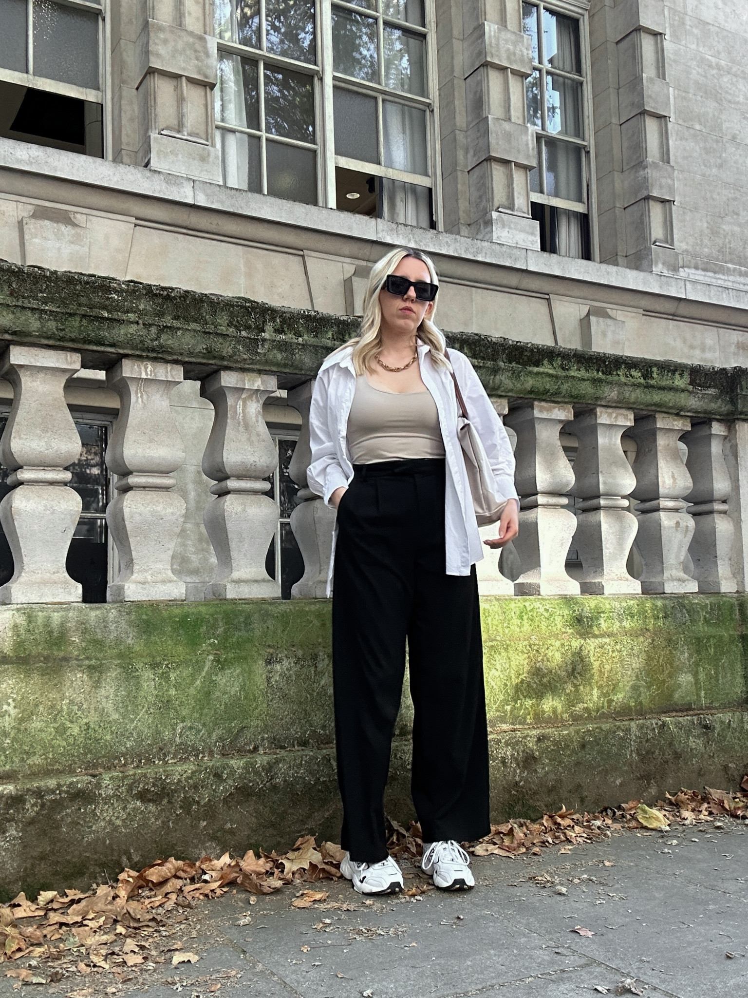 Outfit for Fall - Black pants, Longchamp Le Pliage bag, white shirt, nude top, sneakers, Prada sunglasses 

#pradasunglasses #dadpants #blackpants #businesscasual #sneakersoutfit #whiteshirt

#LTKSeasonal #LTKeurope #LTKstyletip