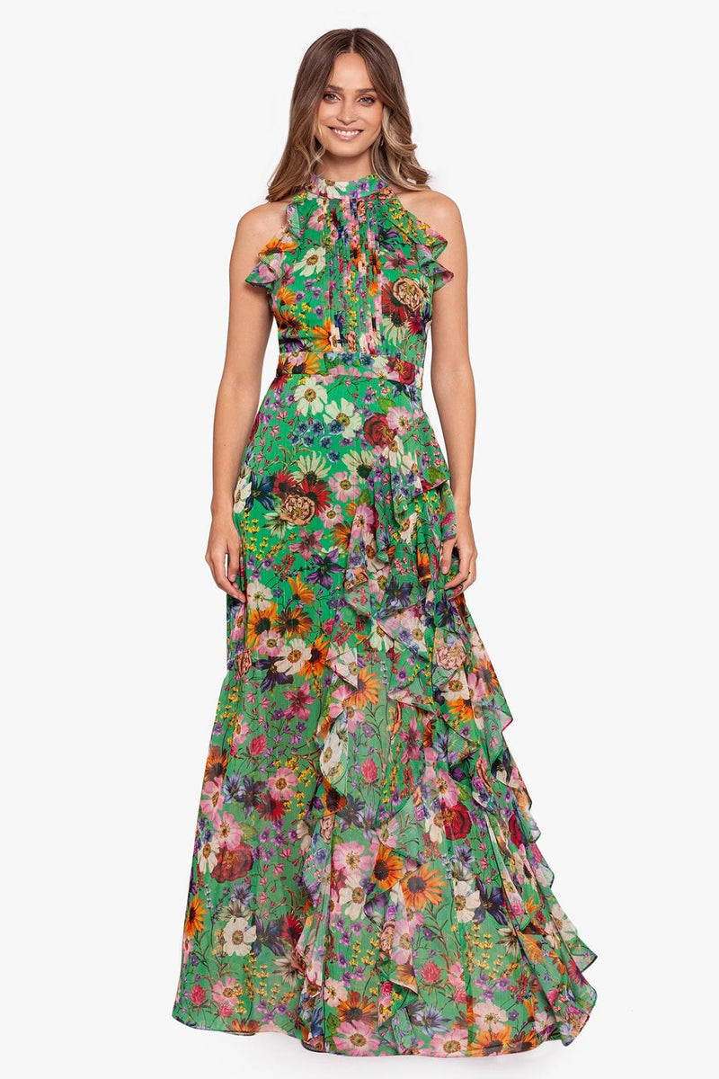 Chiffon Print Flutter Halter Dress | Lord & Taylor