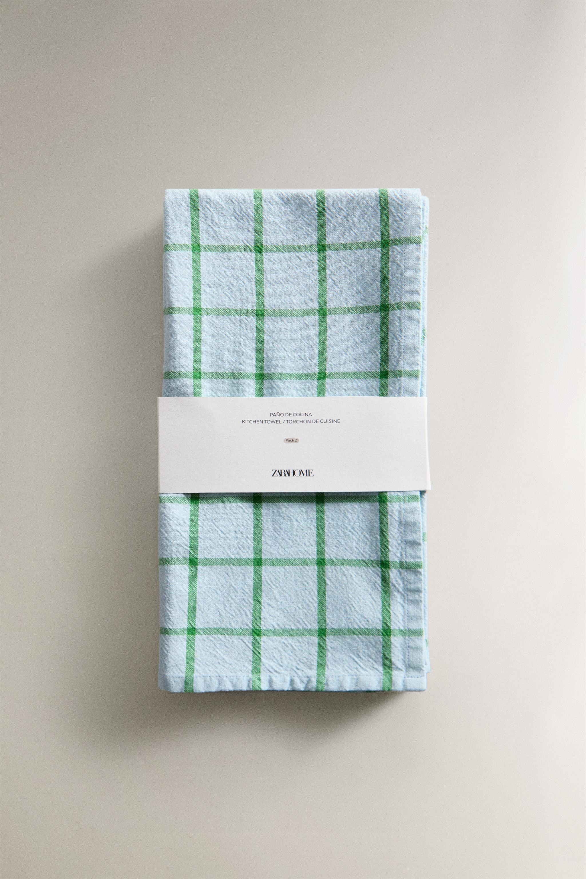 SET OF CHECK COTTON KITCHEN TOWELS (SET OF 2) | Zara US