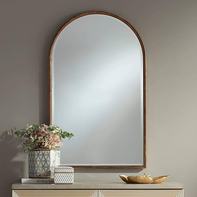 Uttermost Clara Arched Top Vanity Decorative Wall Mirror Modern Gleaming Gold Metal Frame Rounded... | Amazon (US)