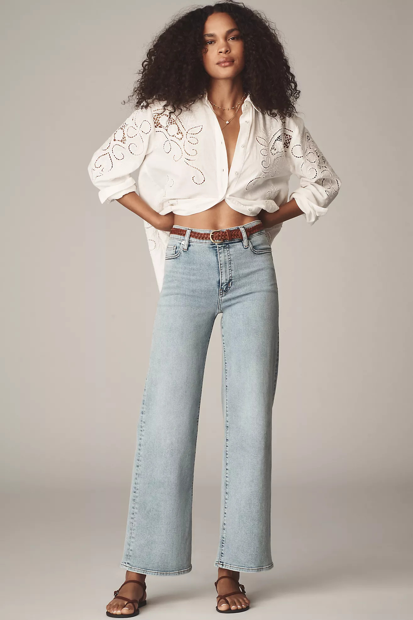 FRAME Le Slim Palazzo High-Rise Wide-Leg Jeans | Anthropologie (US)