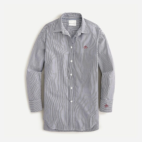 Relaxed-fit crisp cotton poplin shirt in navy stripe | J. Crew US