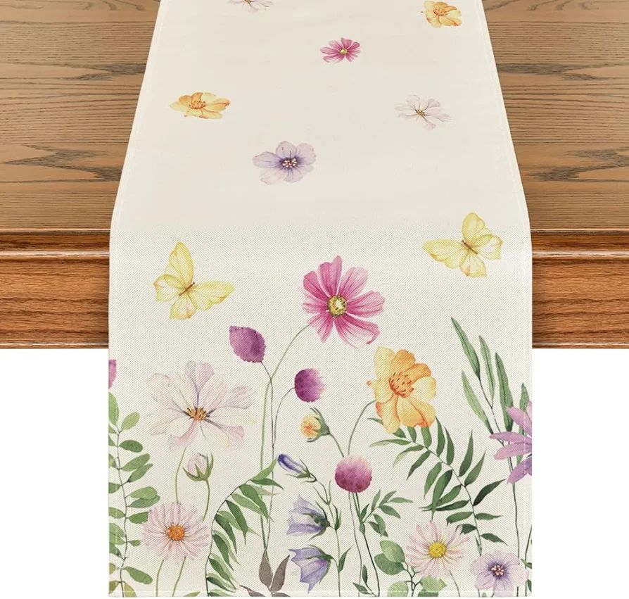 Artoid Mode Blumen Schmetterling Sommer Tischläufer, Saisonnal Küche Tisch Dekoration Drinnen U... | Amazon (DE)