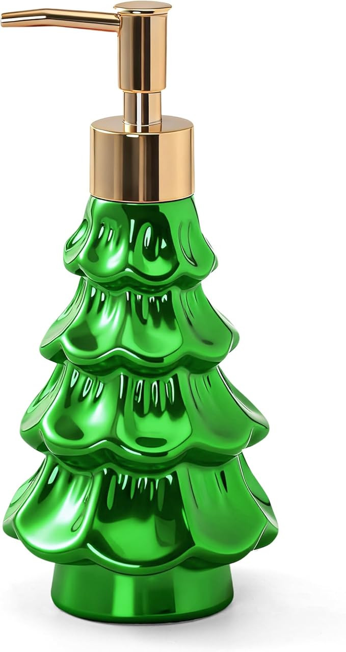Christmas Soap Dispenser, Ceramic Green Holiday Christmas Tree Hand Dish Soap Dispenser, Refillab... | Amazon (US)