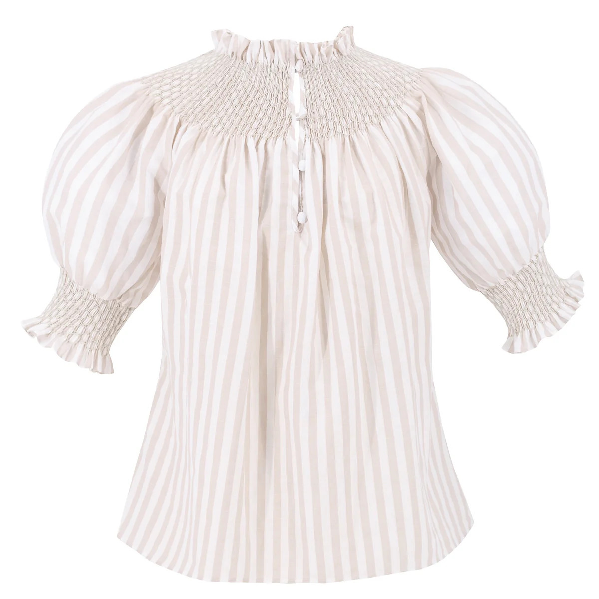 Women's Alice Shirt - Adel Beige Stripe | Dondolo