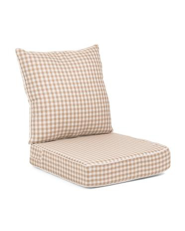 Made In Usa Outdoor Gingham Jacquard Seat Cushion And Back Pillow Set | TJ Maxx