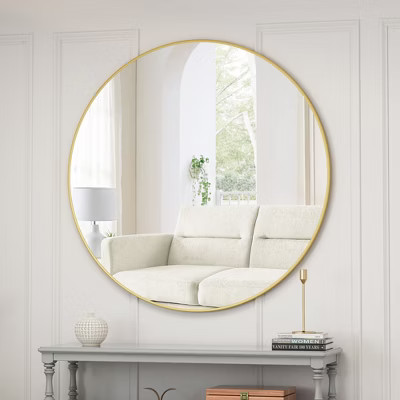 Colt 39in Gold Circle Metal Frame Large Circle Wall Mounted Mirror -The Pop Home | Target
