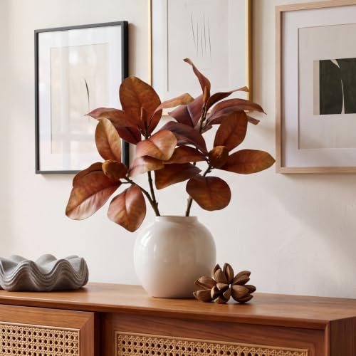 Craftsatin 2 Pcs 35" Magnolia Stems Artificial Magnolia Leave Branch, Brown | Amazon (US)
