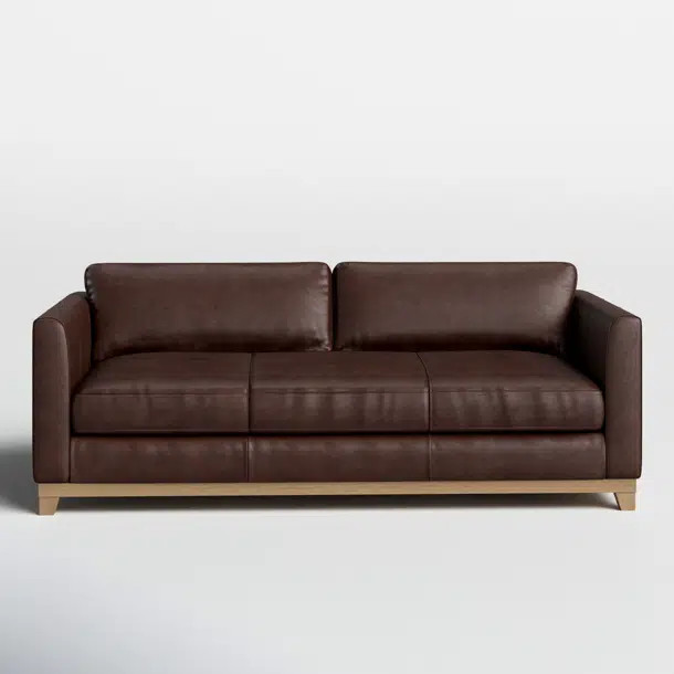 Jacobs 84.6'' Genuine Leather Round Arms Sofa | Birch Lane