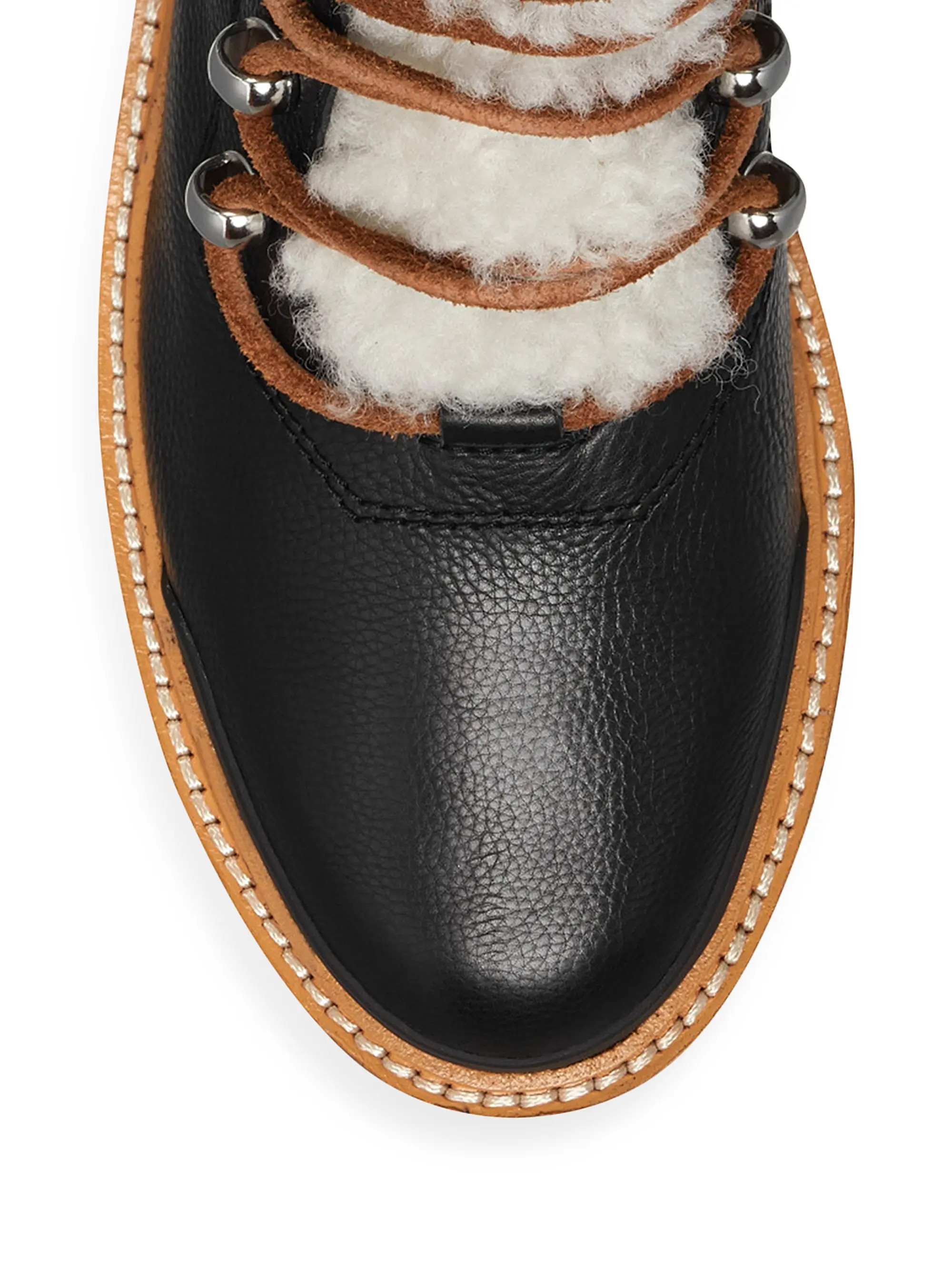 Izzie Shearling-Lined Leather Work Boots | Saks Fifth Avenue