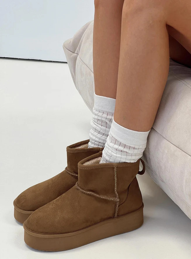Franz Shearling Boots Brown | Princess Polly US