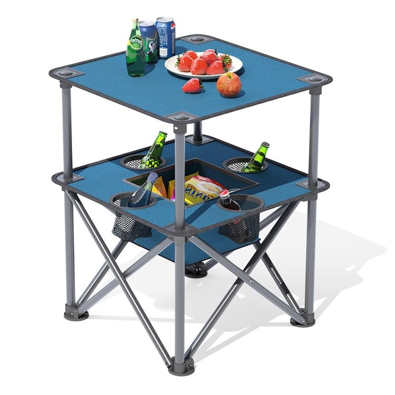 Folding Camping Table,Beach Tables for Sand Foldable,Camp Table,Comes with 4 Cup Holders and Stor... | Amazon (US)
