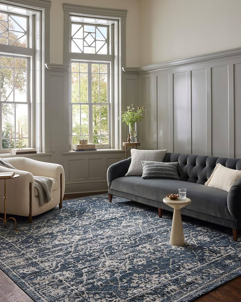 Loloi Magnolia Home by Joanna Gaines Gigi Collection GIG-02 Navy/Stone 7'-10" x 10' Area Rug | Amazon (US)