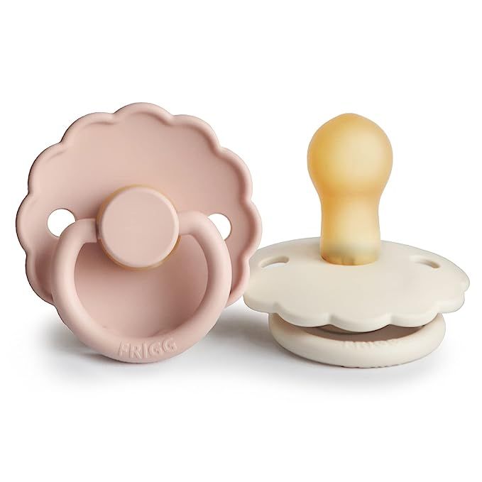 FRIGG Daisy Natural Rubber Baby Pacifier | Made in Denmark | BPA-Free (Blush/Cream, 0-6 Months) 2... | Amazon (US)