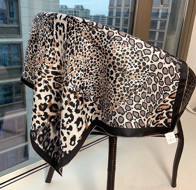100% Twill Silk Double Face Scarf Squre Bandana Full leopard pattern Print 25'' | eBay US