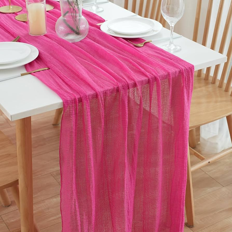 Putros Fall Cheesecloth Table Runner Fuchsia 10FT Boho Gauze Cheese Cloth Long Sheer Rustic Table... | Amazon (US)
