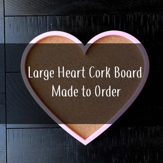 Large Heart Corkboard | Pink, Black, White, Seafoam | - MADE TO ORDER | ShopPixieExpress PixieExp... | Etsy (US)