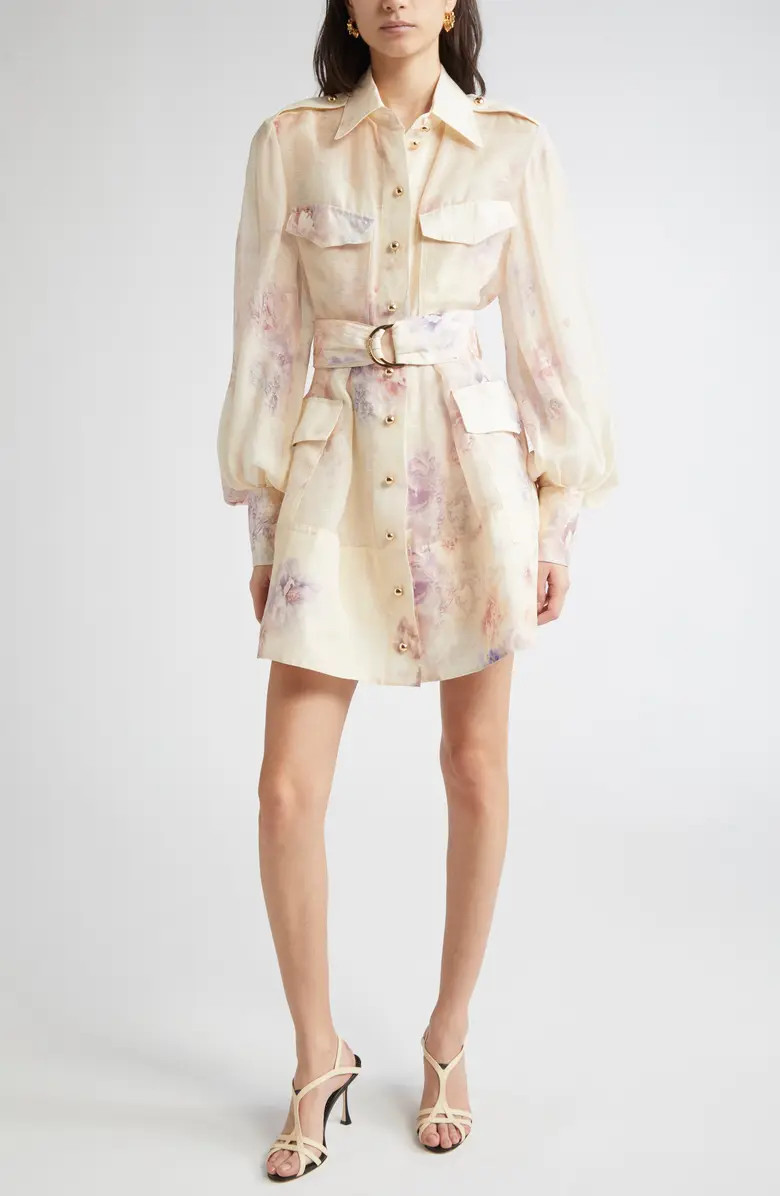 Zimmermann Hypnotic Floral Print Long Sleeve Organza Shirtdress | Nordstrom | Nordstrom