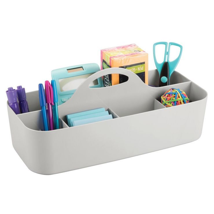 mDesign Large Office Storage Organizer Utility Tote Caddy Holder with Handle | Target
