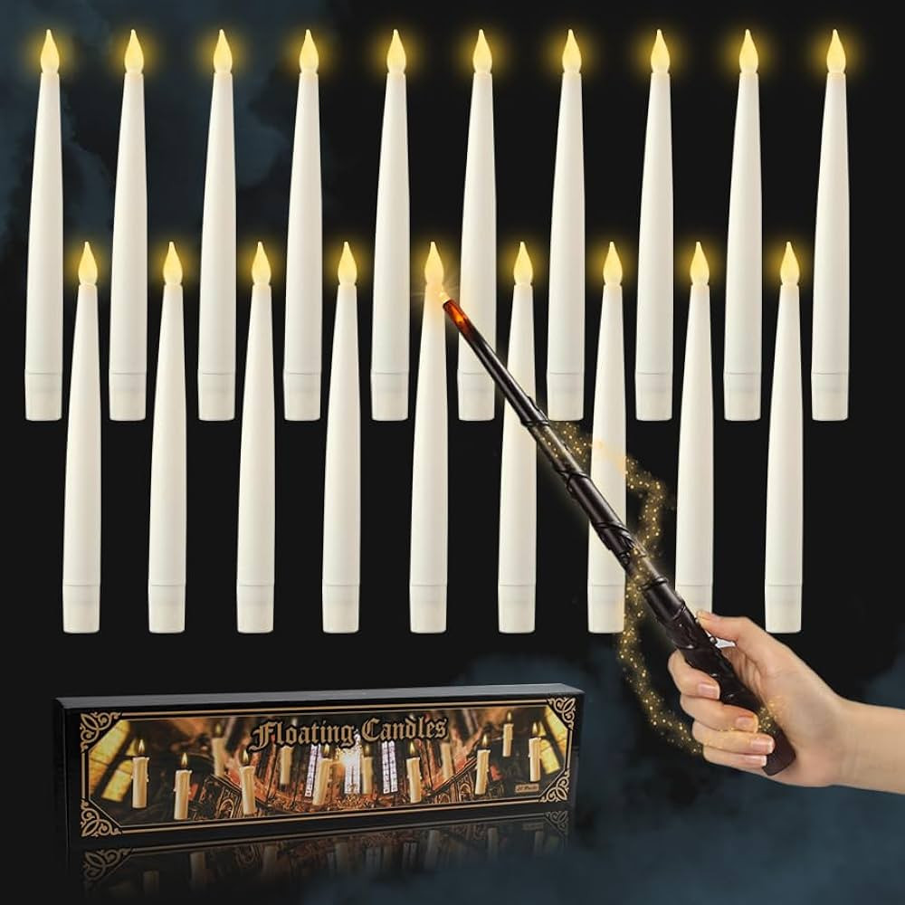 Halloween Decorations - 20 Pack LED Floating Candles with Wand Remote, Flickering Warm Light, No ... | Amazon (US)