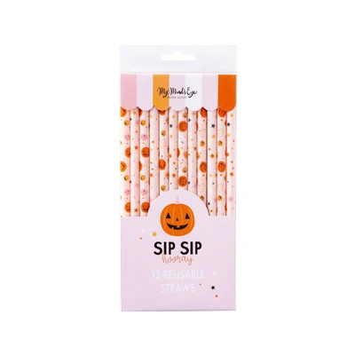 Pink/Orange Pumpkins Reusable Straws | My Mind's Eye