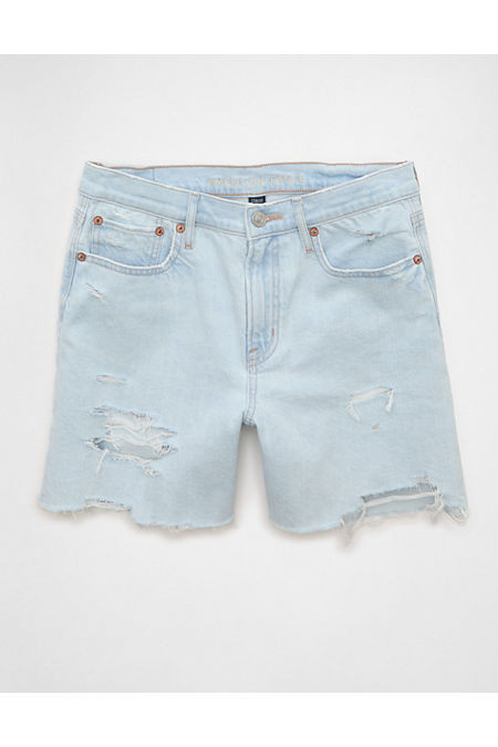 AE 6" Strigid Super High-Waisted Relaxed Denim Short Women's Icy Repair 0 | American Eagle Outfitters (US & CA)