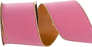 Pink and Gold Velvet Wired Ribbon 4inch Wide*10Yards Christmas Double Sided Velvet Ribbon for Chr... | Amazon (US)