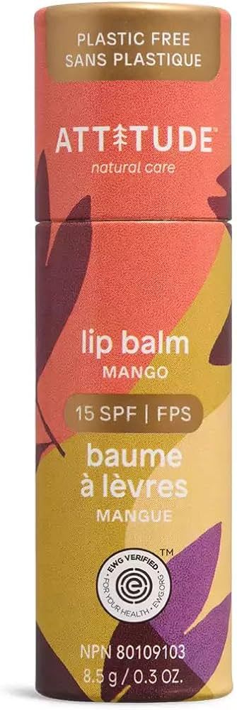 ATTITUDE Plastic-free Lip Balm with Sun Protection SPF 15, EWG Verified, Plant- and Mineral-Based... | Amazon (US)