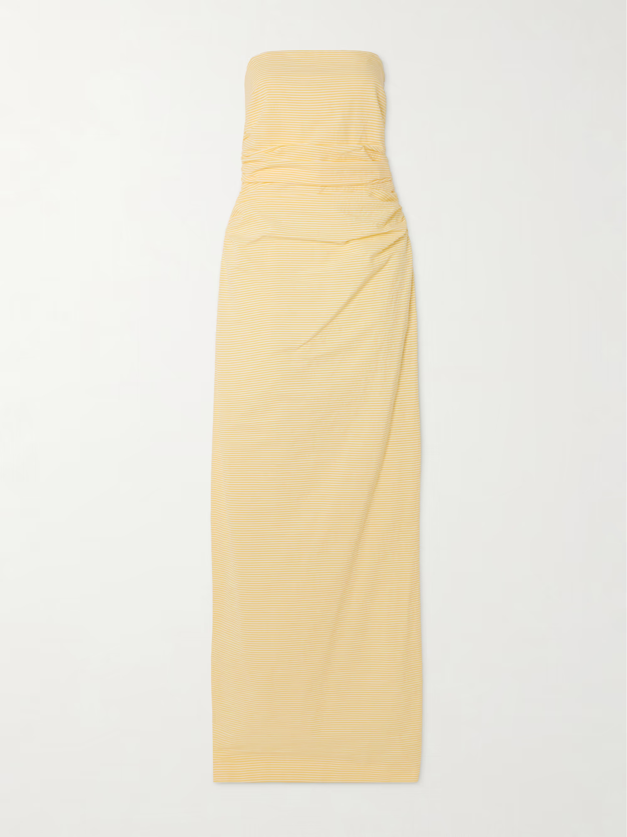 Vera strapless ruched striped cotton-seersucker maxi dress | NET-A-PORTER (US)