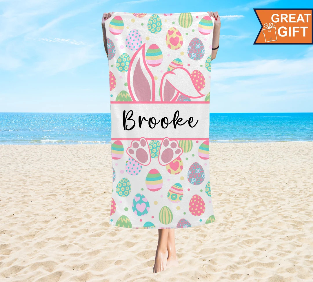 Personalized Easter Beach Towels, Personalized Easter Gifts, Easter Baskets, easter decor, custom... | Etsy (US)