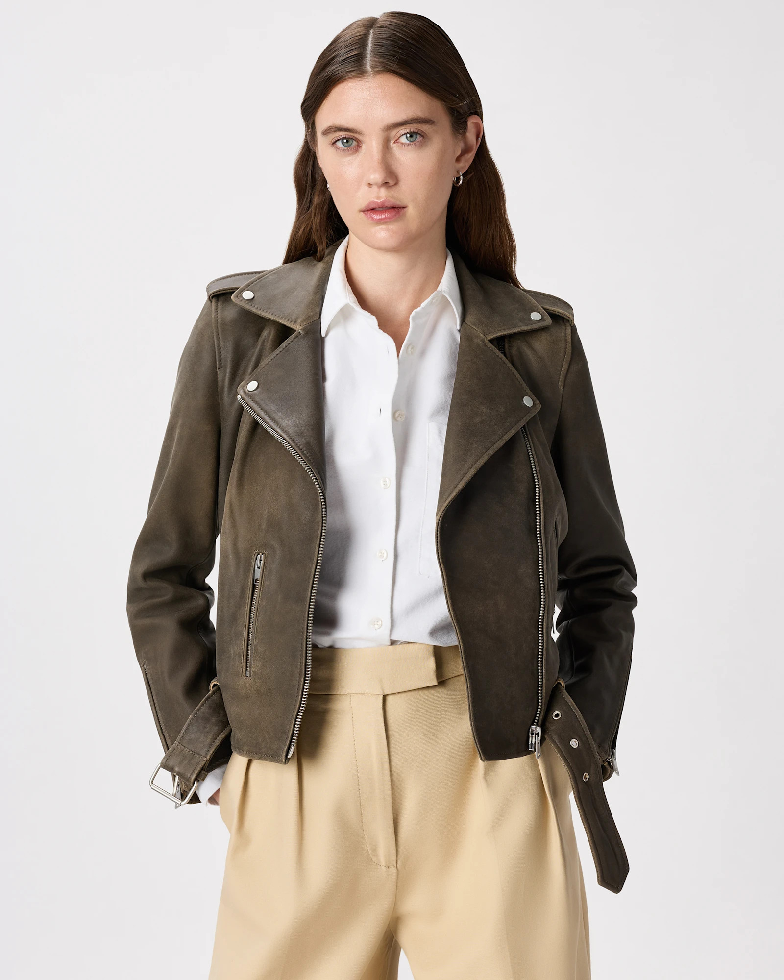 100% Leather Motorcycle Jacket in Distressed Brown | Quince