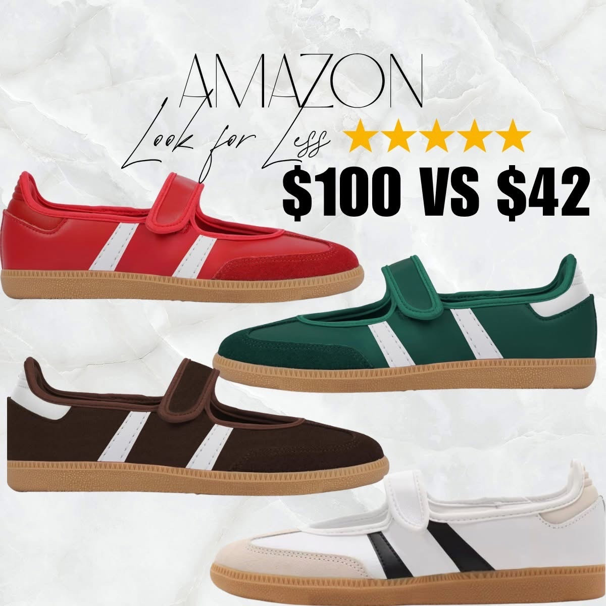 Amazon look for less find! The Adidas samba Mary jeans are trending right now, but they are also $100. I found these look-alike for only 42.



#LTKCyberWeek #LTKShoeCrush #LTKGiftGuide