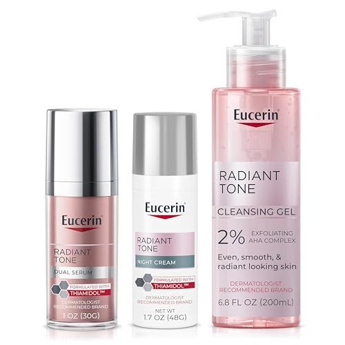 Eucerin Radiant Tone Dual Serum Dark Spot Corrector, Serum with Thiamidol and Hyaluronic Acid + Face Cleanser Gel with 2% Exfoliating AHA Complex + Night Cream, Dark Spot Corrector with Thiamidol | Amazon (US)