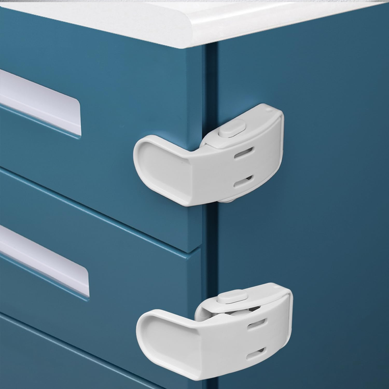 4 Pack Drawer Locks Baby Proofing, Maveek Child Proof Cabinet Locks Baby Safety Botton Latches Fo... | Amazon (US)