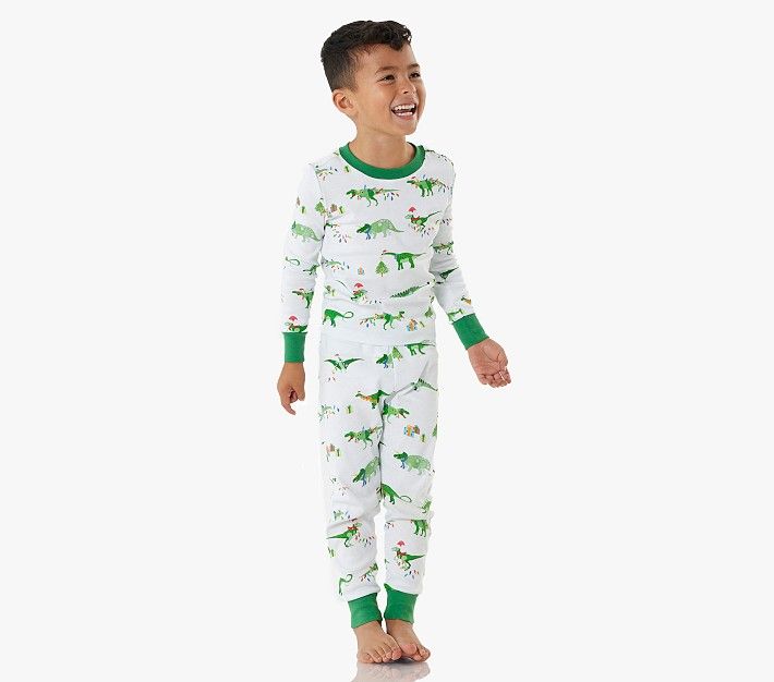 Christmas Dino Organic Pajama Set | Pottery Barn Kids