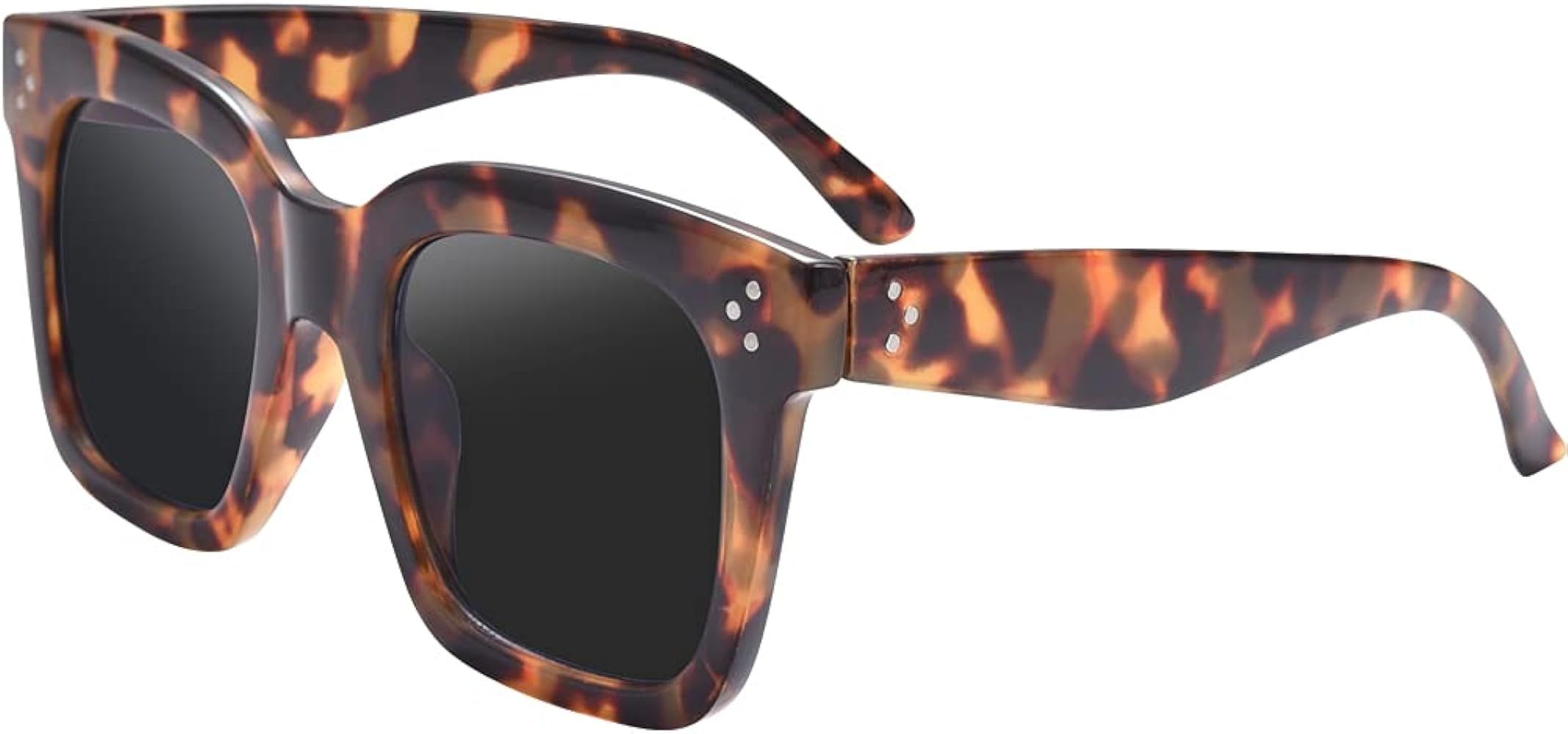 TAOTAOQI Vintage Women Oversized Sunglasses Designer Luxury Square Sun Glasses UV400 Protection Flat | Amazon (US)