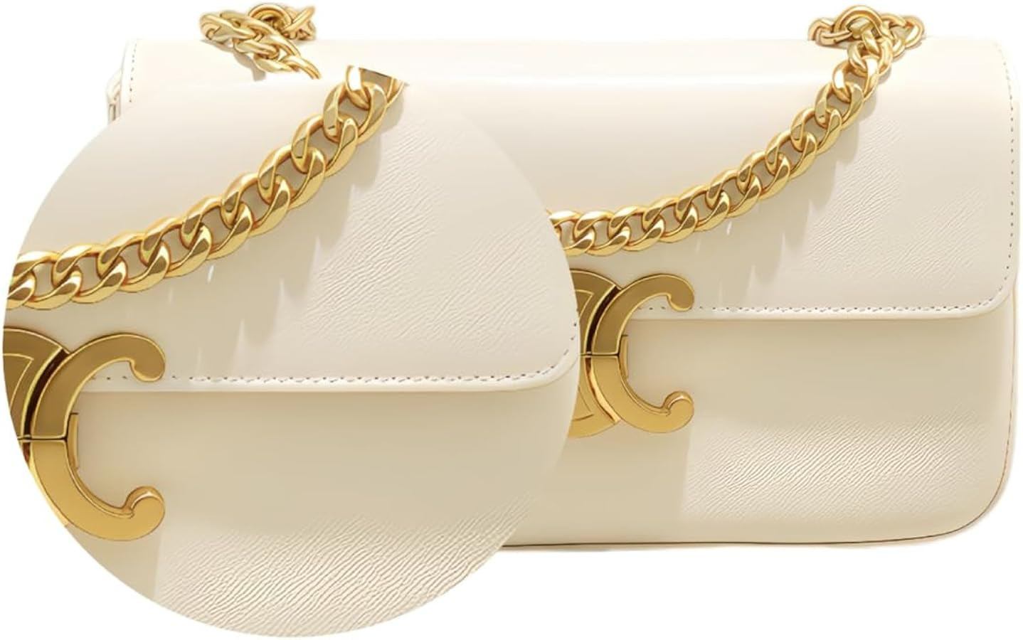 Elegant Real Leather Crossbody Bag, Burgundy Clutch, Single Shoulder Gold Bracelet | Amazon (US)