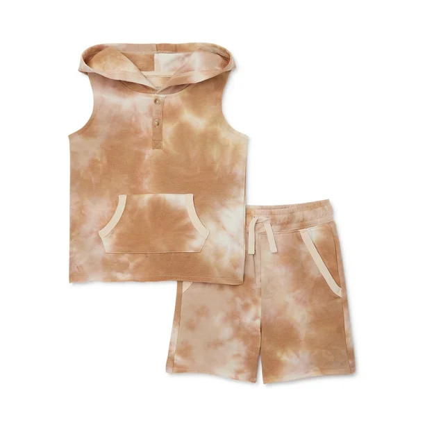 Wonder Nation Toddler Boy Hooded Tank Top and Shorts Outfit Set, 2-Piece, Sizes 12M-5T | Walmart (US)