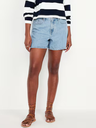 Curvy High-Waisted Baggy Jean Shorts -- 5-inch inseam | Old Navy (US)