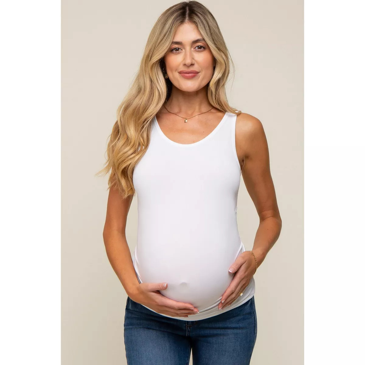 PinkBlush White Basic Seamless Maternity Tank White Large/X-Large | Target