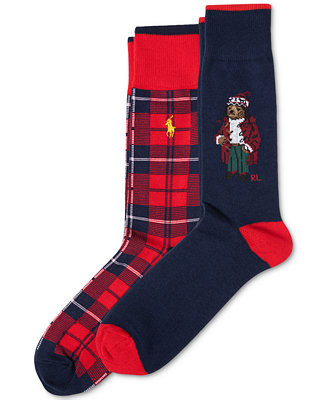 Men's 2-Pk. Arctic Holiday Bear Slack Socks | Macy's